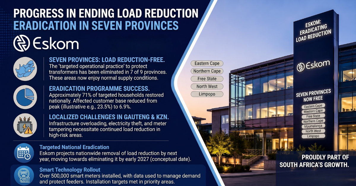 Eskom says load shedding will not be reduced in seven provinces