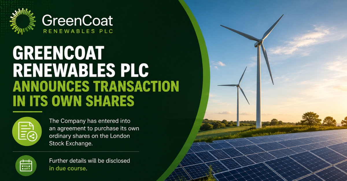 GreenCoat Renewables PLC announces transaction in its own shares