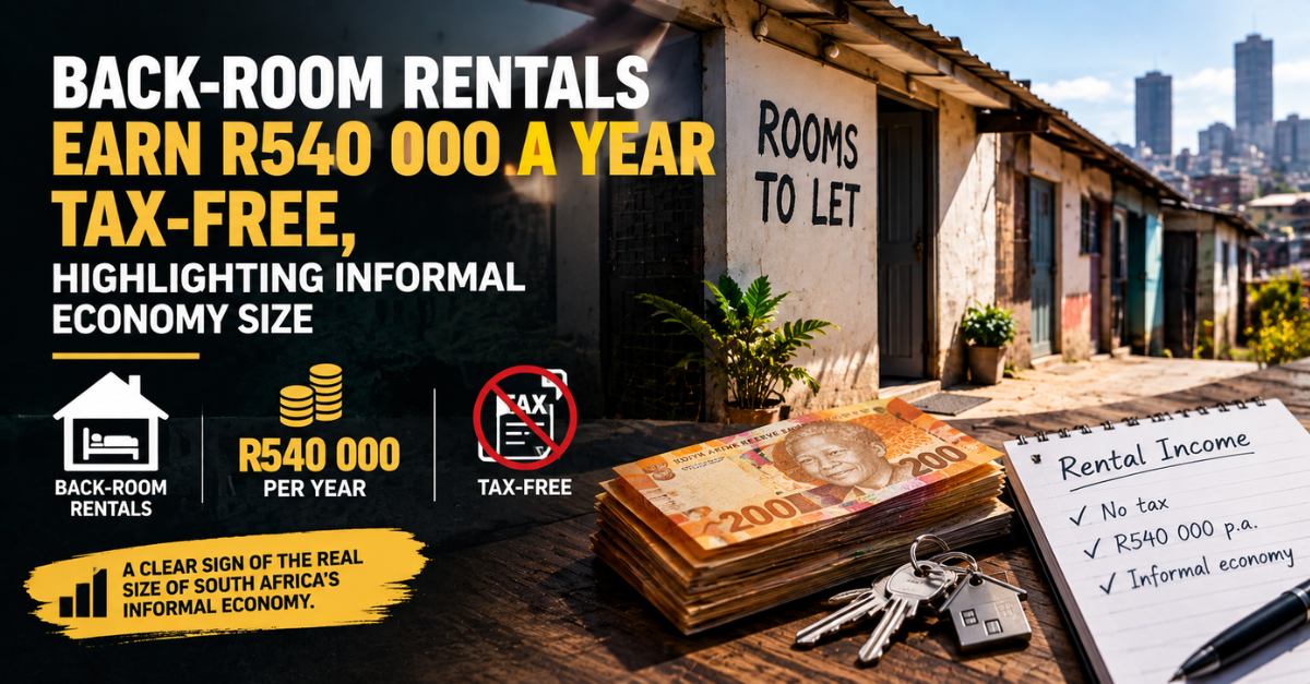 Back-room rentals earn R540 000 a year tax-free, highlighting informal economy size