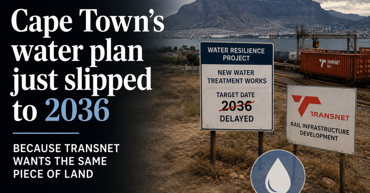 Cape Town’s water plan just slipped to 2036 because Transnet wants the same piece of land