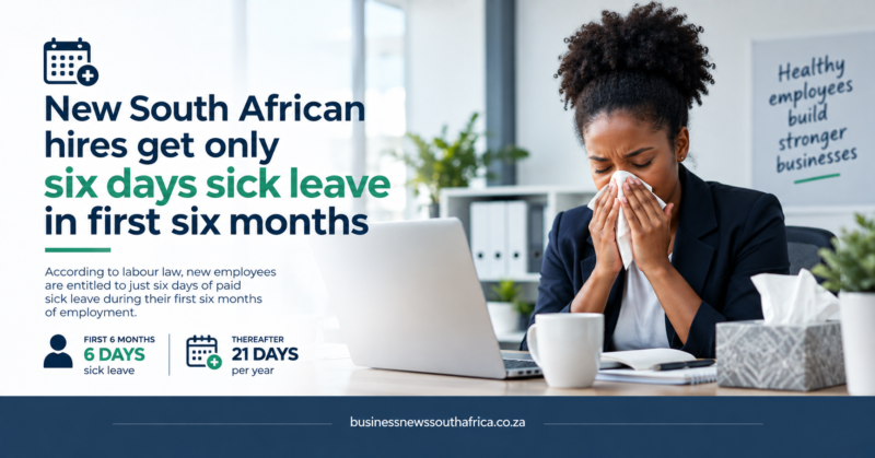 New South African hires get only six days sick leave in first six months