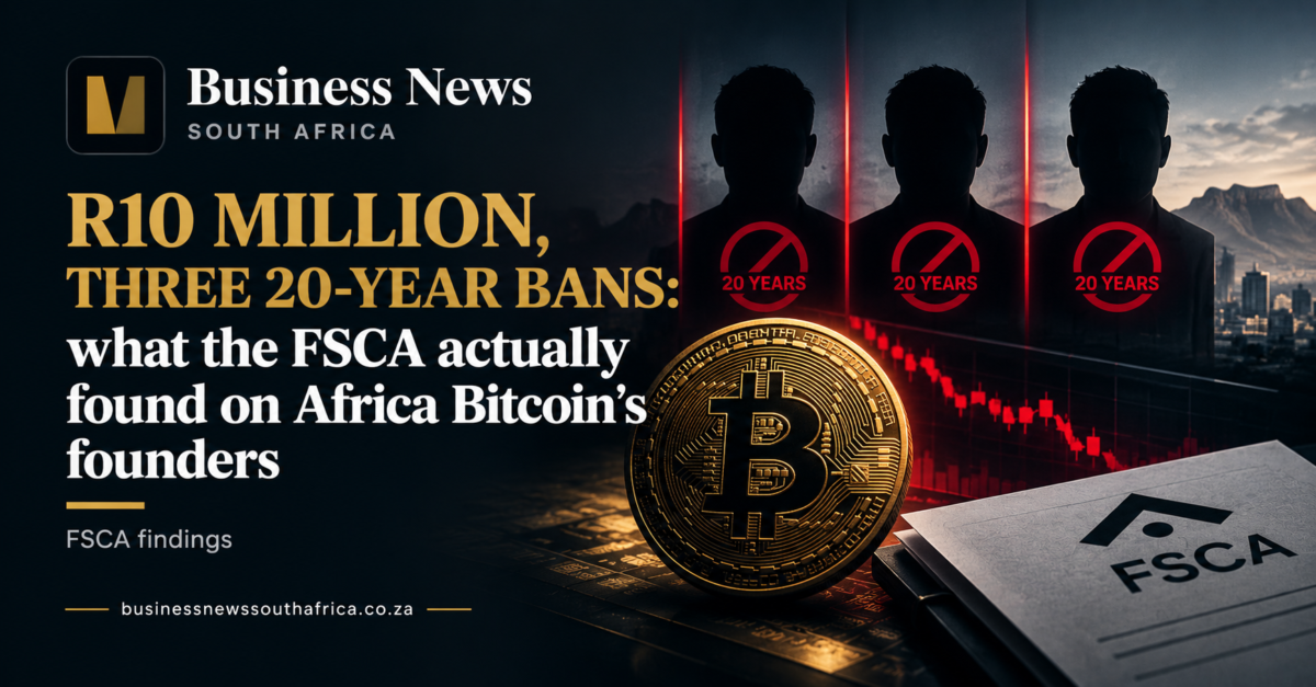 R10 million, three 20-year bans: what the FSCA actually found on Africa Bitcoin’s founders