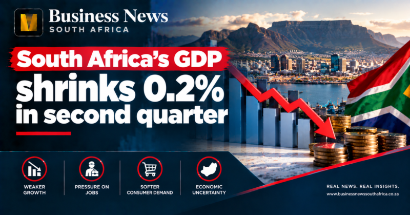 South Africa’s GDP shrinks 0.2% in second quarter