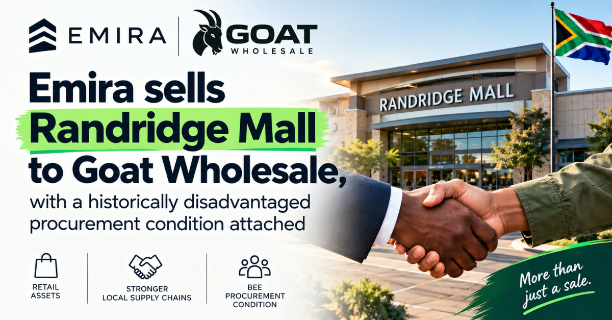 Emira sells Randridge Mall to Goat Wholesale, with a historically disadvantaged procurement condition attached