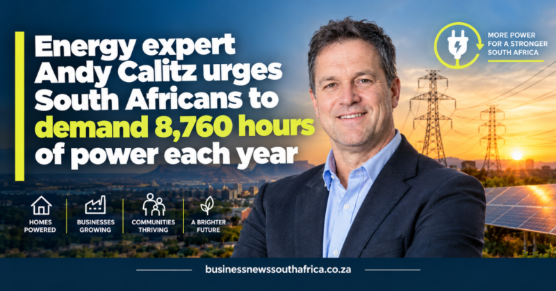 Energy expert Andy Calitz urges South Africans to demand 8,760 hours of power each year