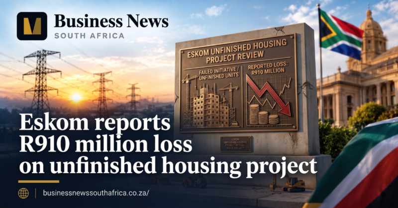 Eskom reports R910 million loss on unfinished housing project