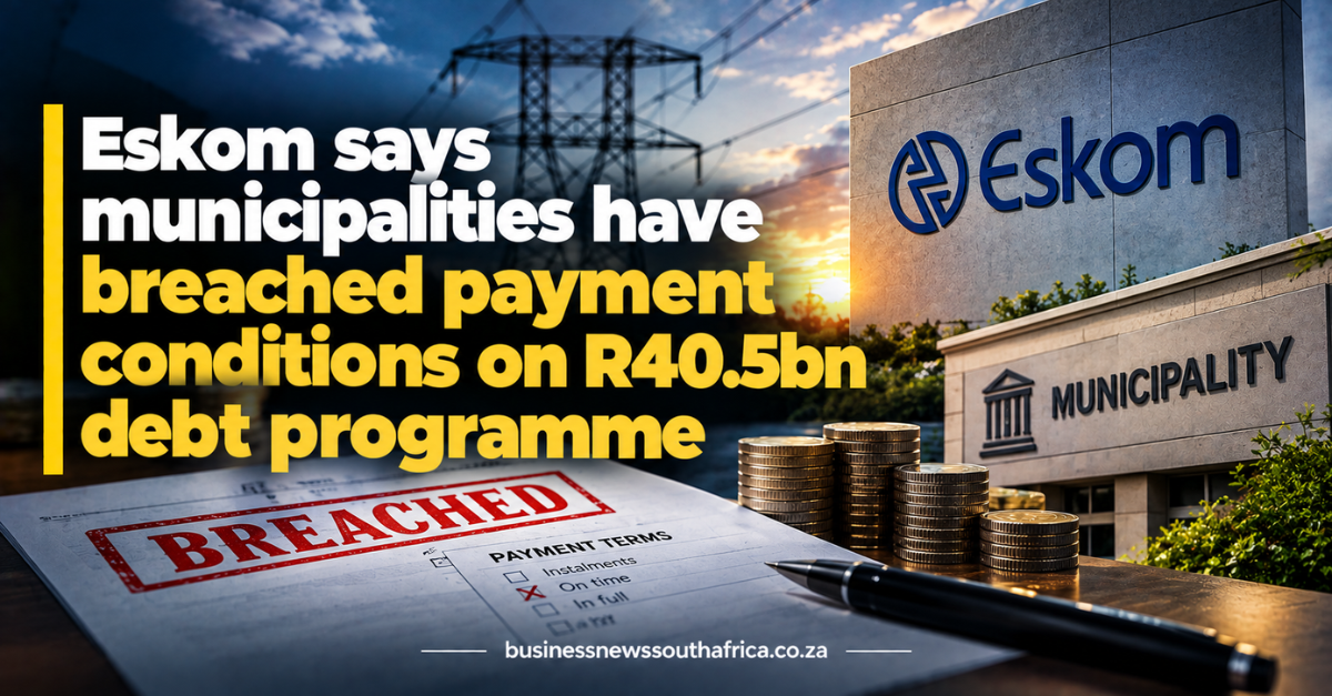 Eskom says municipalities have breached payment conditions on R40.5bn debt programme