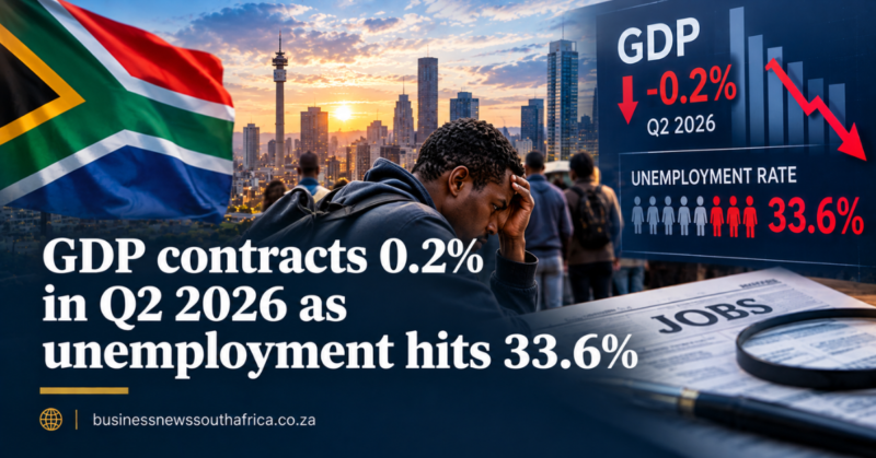 GDP contracts 0.2% in Q2 2026 as unemployment hits 33.6%