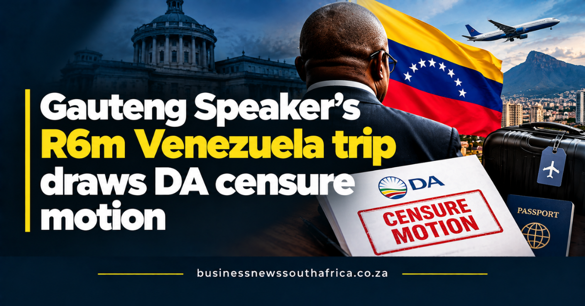 Gauteng Speaker’s R6m Venezuela trip draws DA censure motion