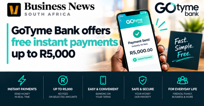 GoTyme Bank offers free instant payments up to R5,000