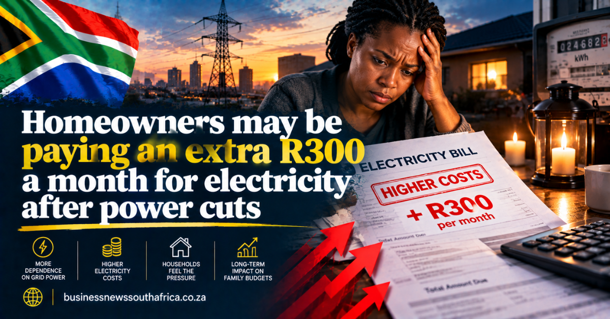 Homeowners may be paying an extra R300 a month for electricity after power cuts