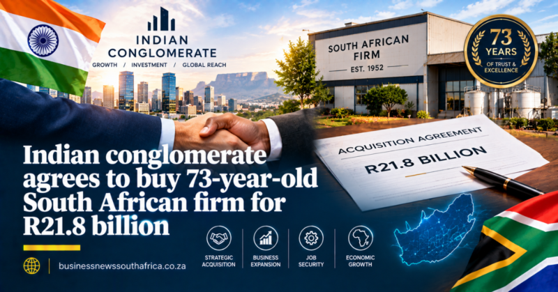 Indian conglomerate agrees to buy 73-year-old South African firm for R21.8 billion