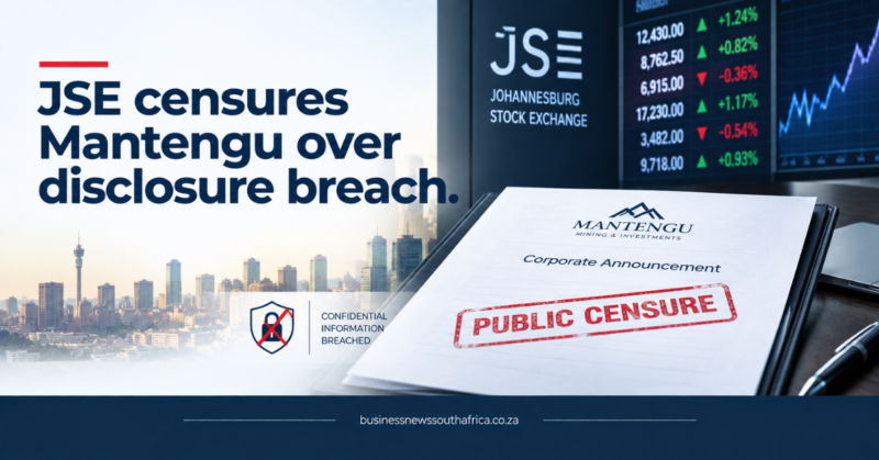 JSE publicly censors Mantengu after breach disclosure failure