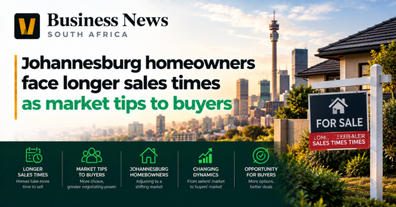 Johannesburg homeowners face longer sales times as market tips to buyers