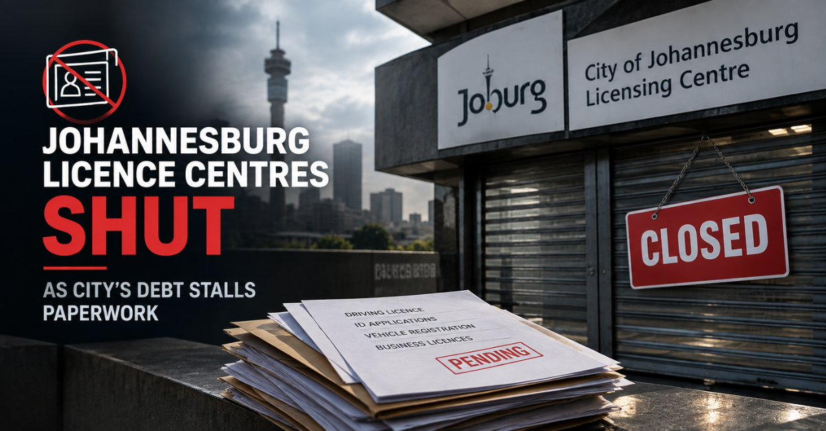 Johannesburg licence centres shut as city’s debt stalls paperwork