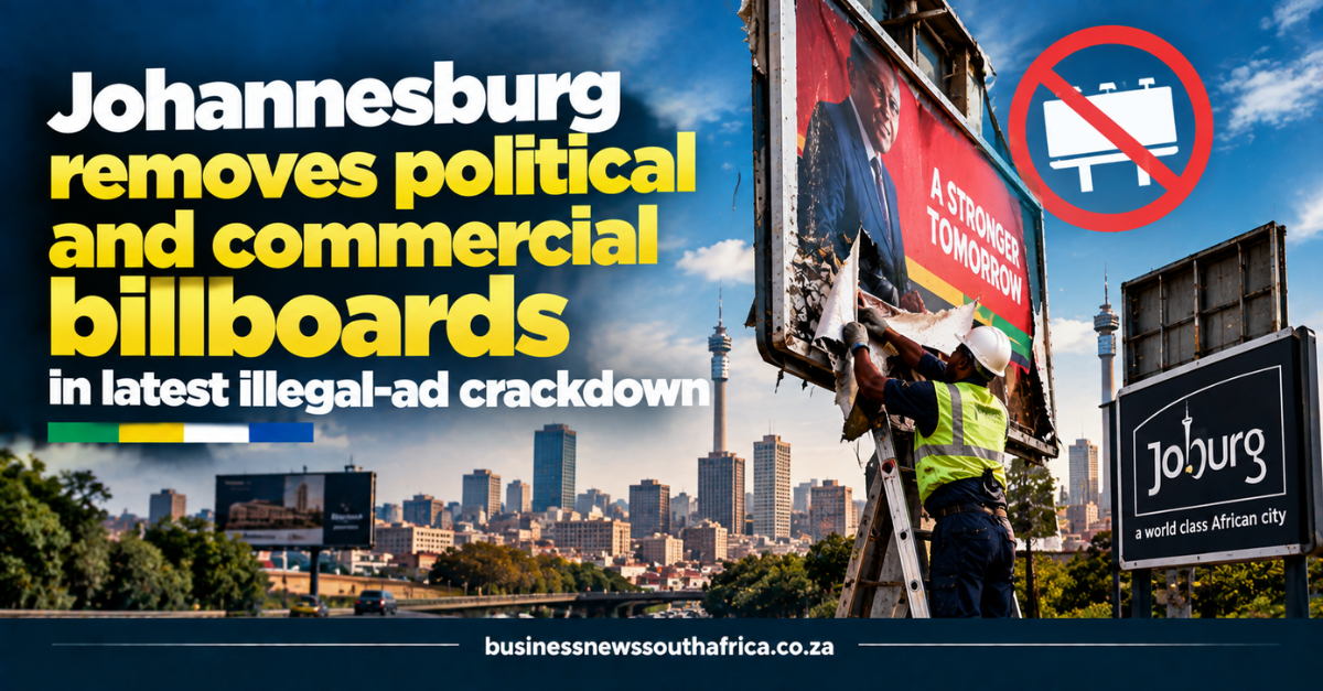 Johannesburg removes political and commercial billboards in latest illegal-ad crackdown