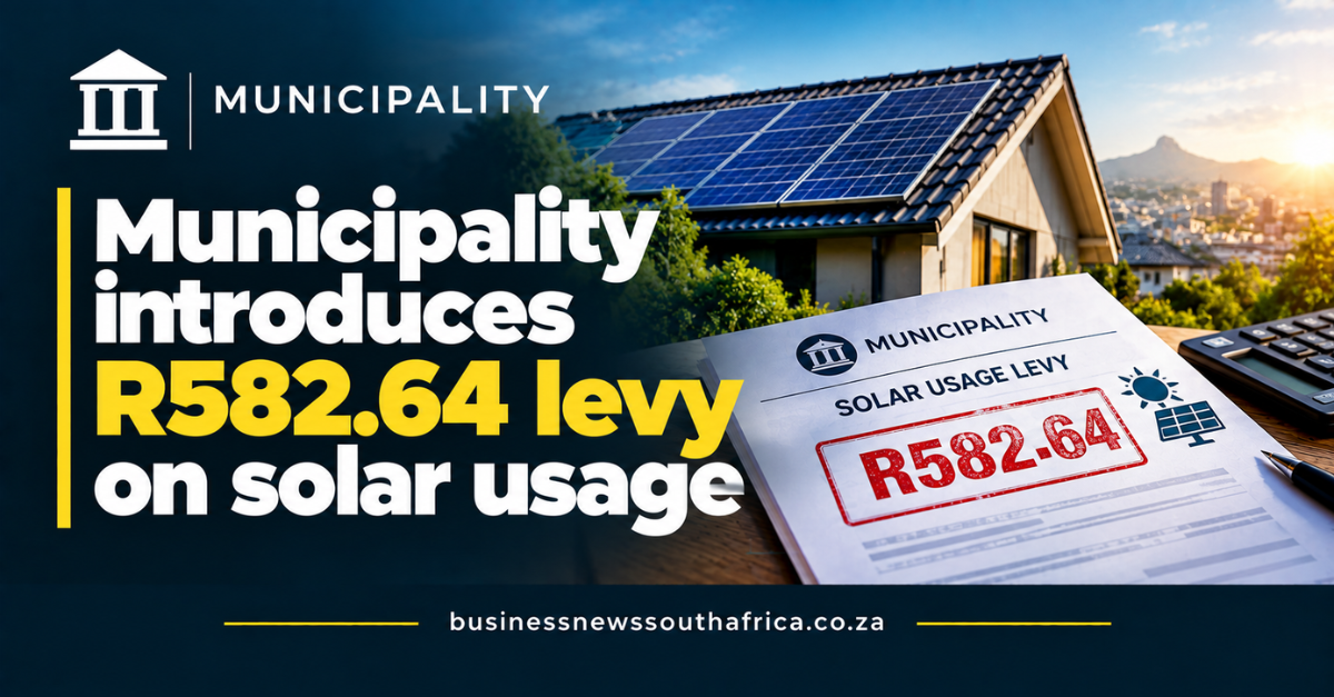 Municipality introduces R582.64 levy on solar usage