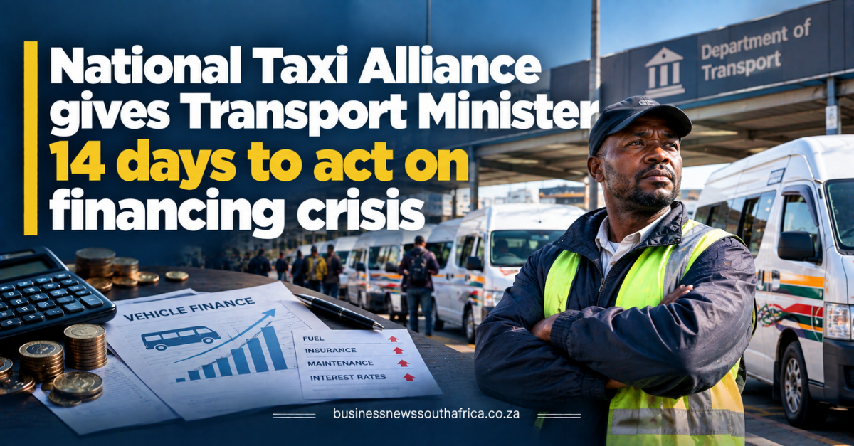 National Taxi Alliance gives Transport Minister 14 days to act on financing crisis