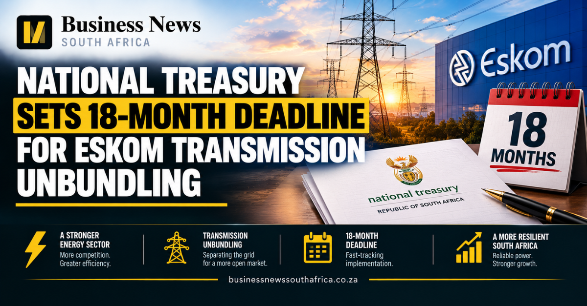 National Treasury sets 18-month deadline for Eskom transmission unbundling