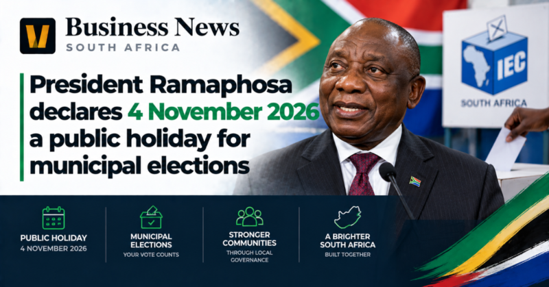 President Ramaphosa declares 4 November 2026 a public holiday for municipal elections