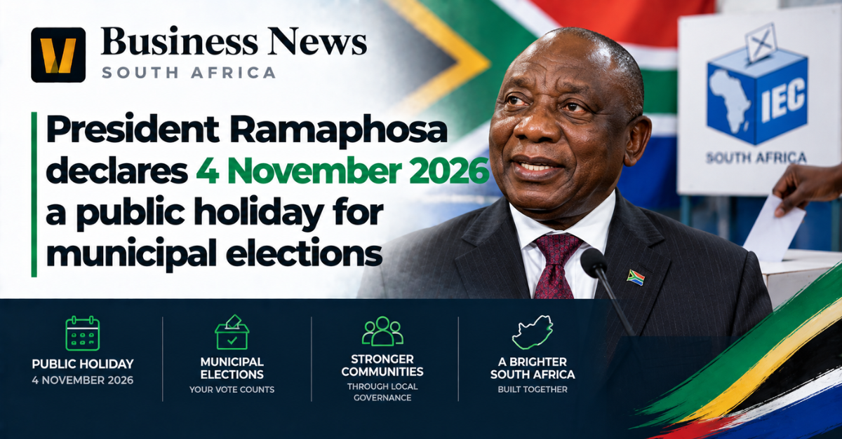 President Ramaphosa declares 4 November 2026 a public holiday for municipal elections