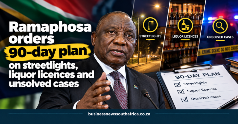 Ramaphosa orders 90-day plan on streetlights, liquor licences and unsolved cases