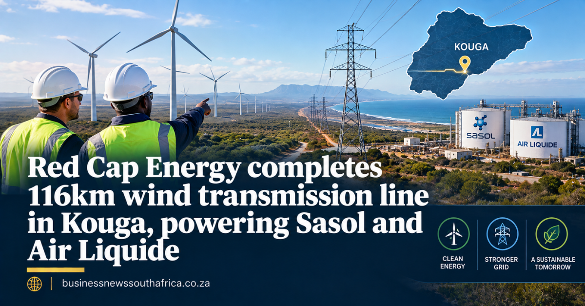 Red Cap Energy completes 116km wind transmission line in Kouga, powering Sasol and Air Liquide