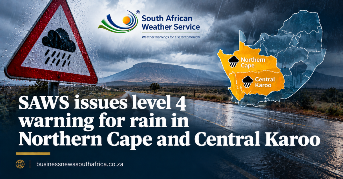 SAWS issues level 4 warning for rain in Northern Cape and Central Karoo