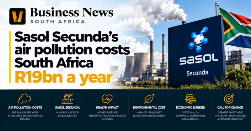 Sasol Secunda’s air pollution costs South Africa R19bn a year