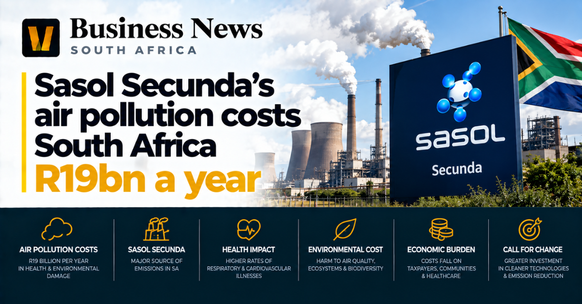 Sasol Secunda’s air pollution costs South Africa R19bn a year