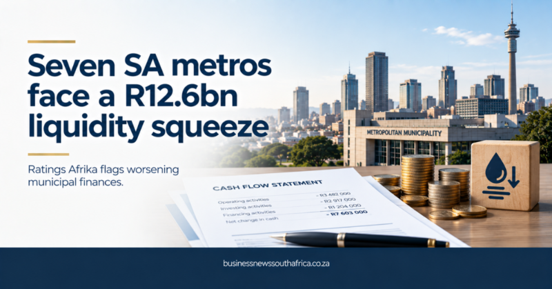 Seven of South Africa’s eight metros face liquidity shortfalls of nearly R12.6bn, Ratings Afrika warns