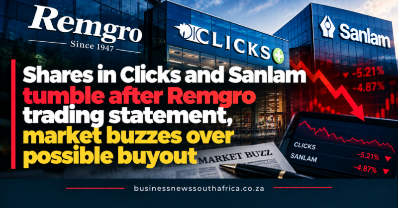 Shares in Clicks and Sanlam tumble after Remgro trading statement, market buzzes over possible buyout