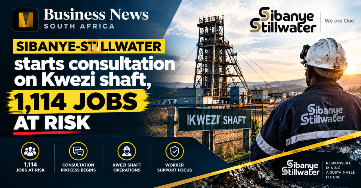 Sibanye-Stillwater starts consultation on Kwezi shaft, 1,114 jobs at risk