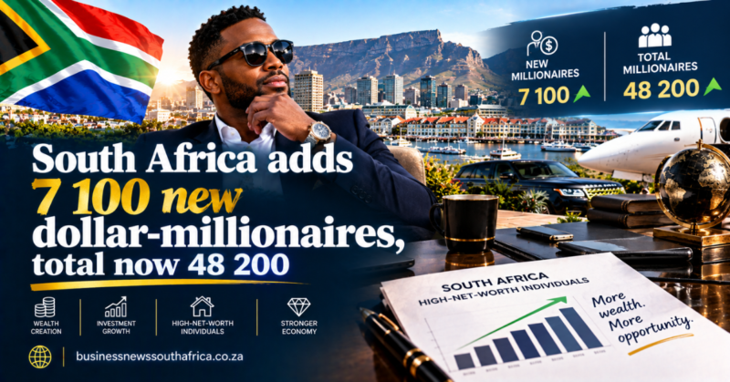 South Africa adds 7 100 new dollar-millionaires, total now 48 200