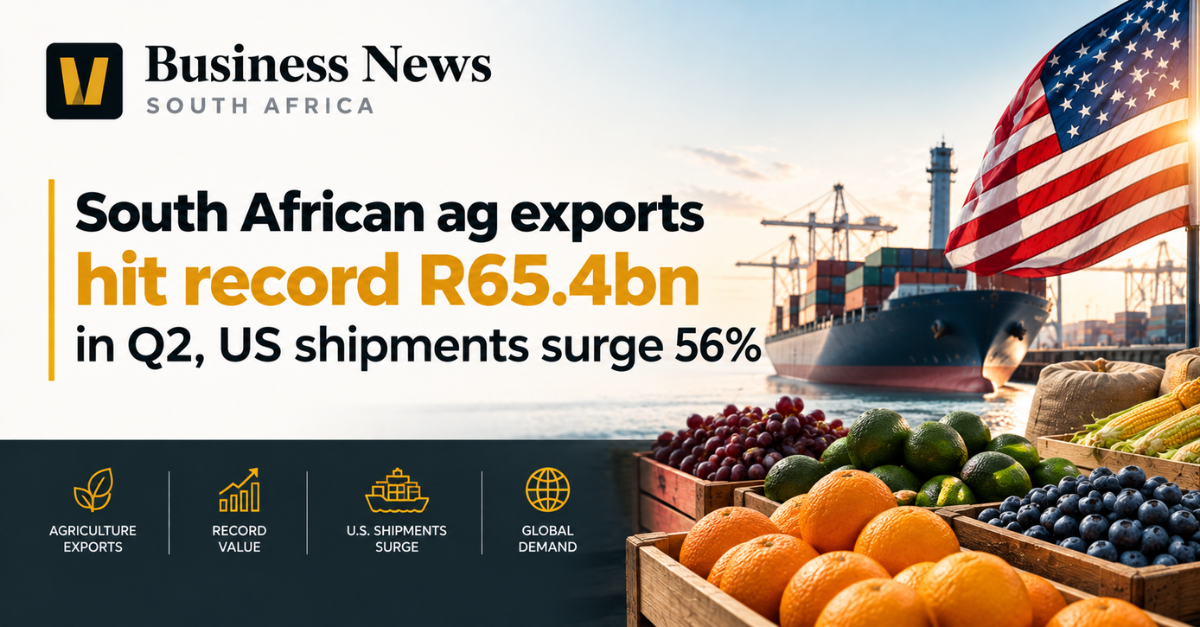 South African ag exports hit record R65.4bn in Q2, US shipments surge 56%