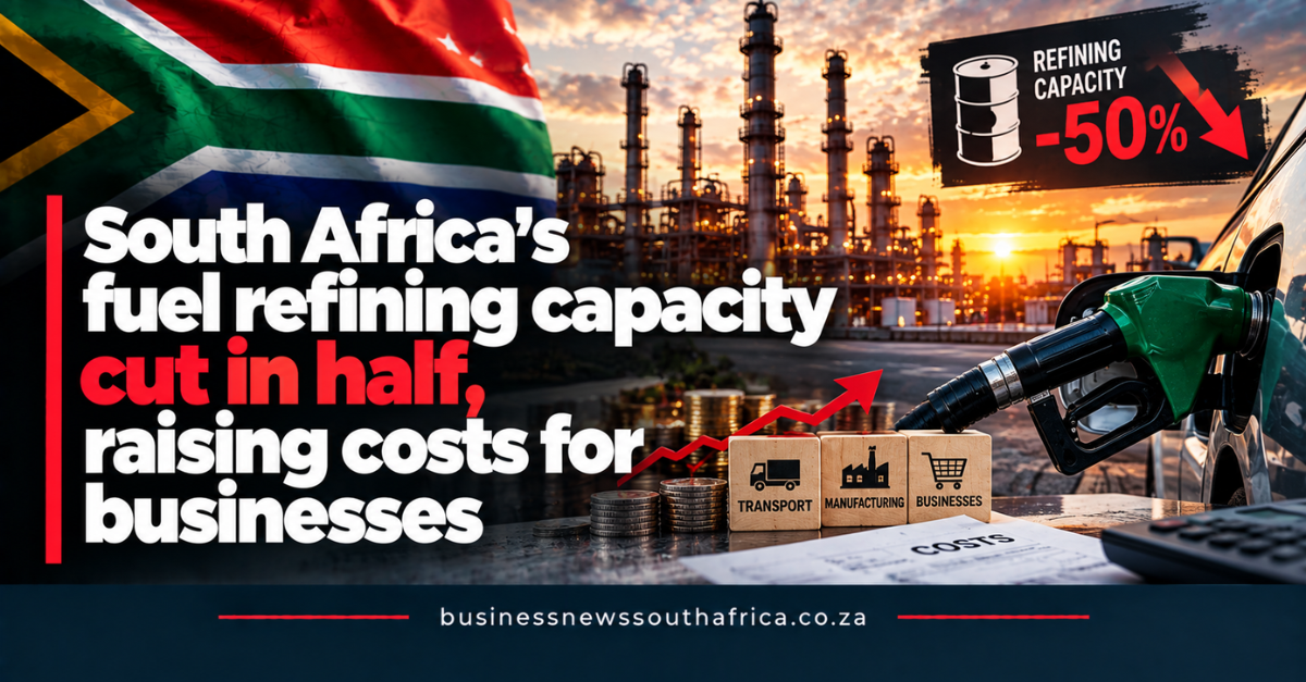 South Africa’s fuel refining capacity cut in half, raising costs for businesses