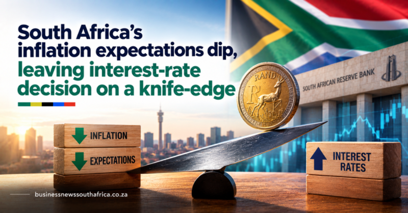 South Africa’s inflation expectations dip, leaving interest-rate decision on a knife-edge