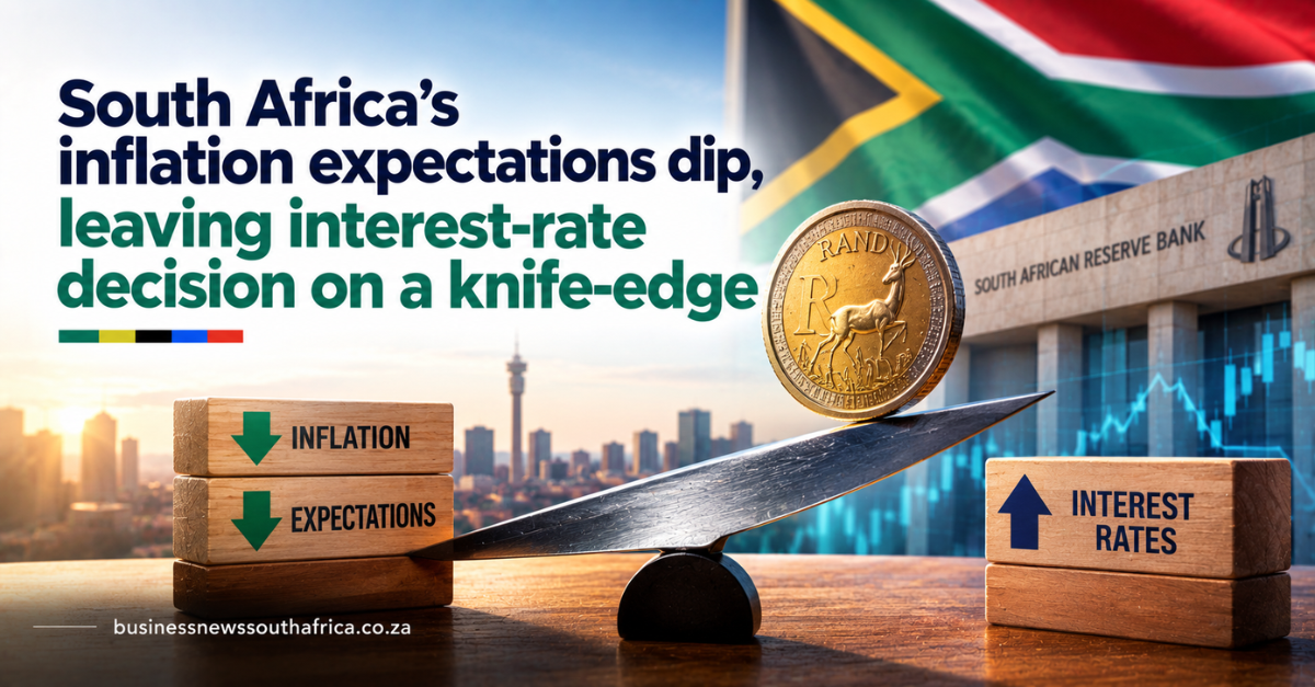 South Africa’s inflation expectations dip, leaving interest-rate decision on a knife-edge