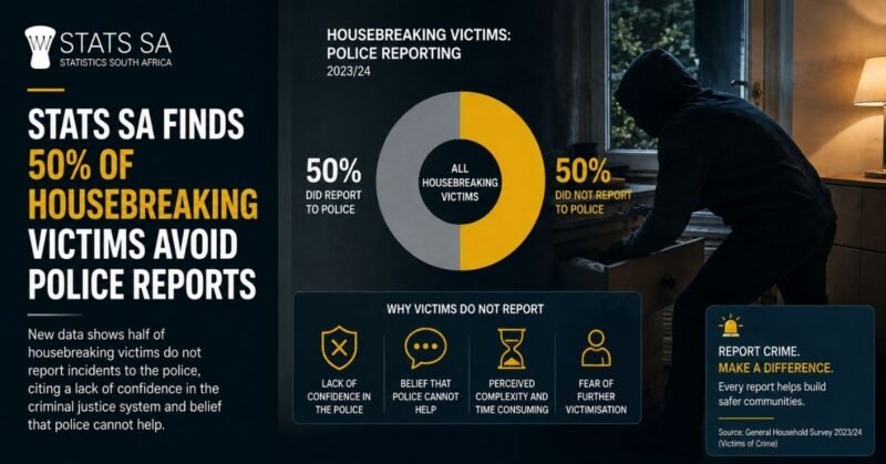 Stats SA finds 50% of housebreaking victims avoid police reports