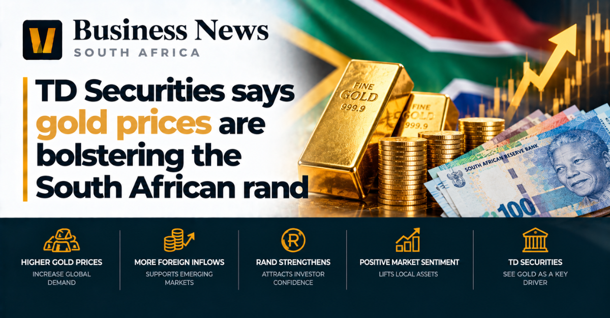 TD Securities says gold prices are bolstering the South African rand