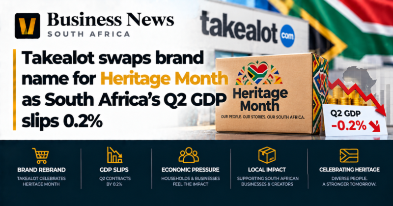 Takealot swaps brand name for Heritage Month as South Africa’s Q2 GDP slips 0.2%