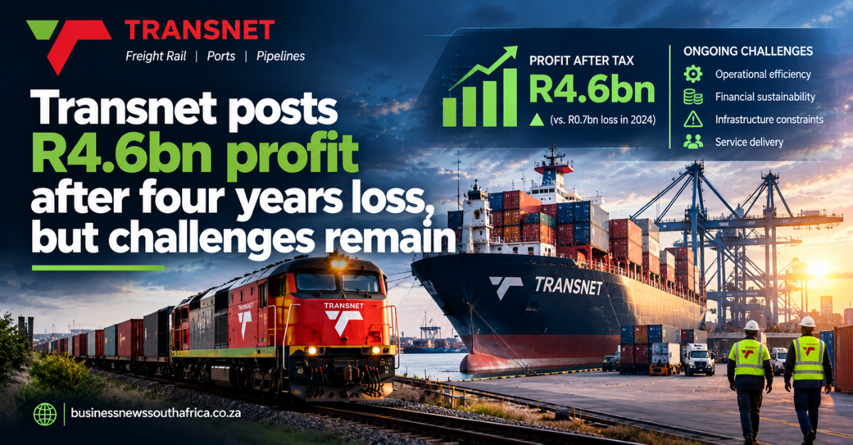 Transnet posts R4.6bn profit after four years loss, but challenges remain