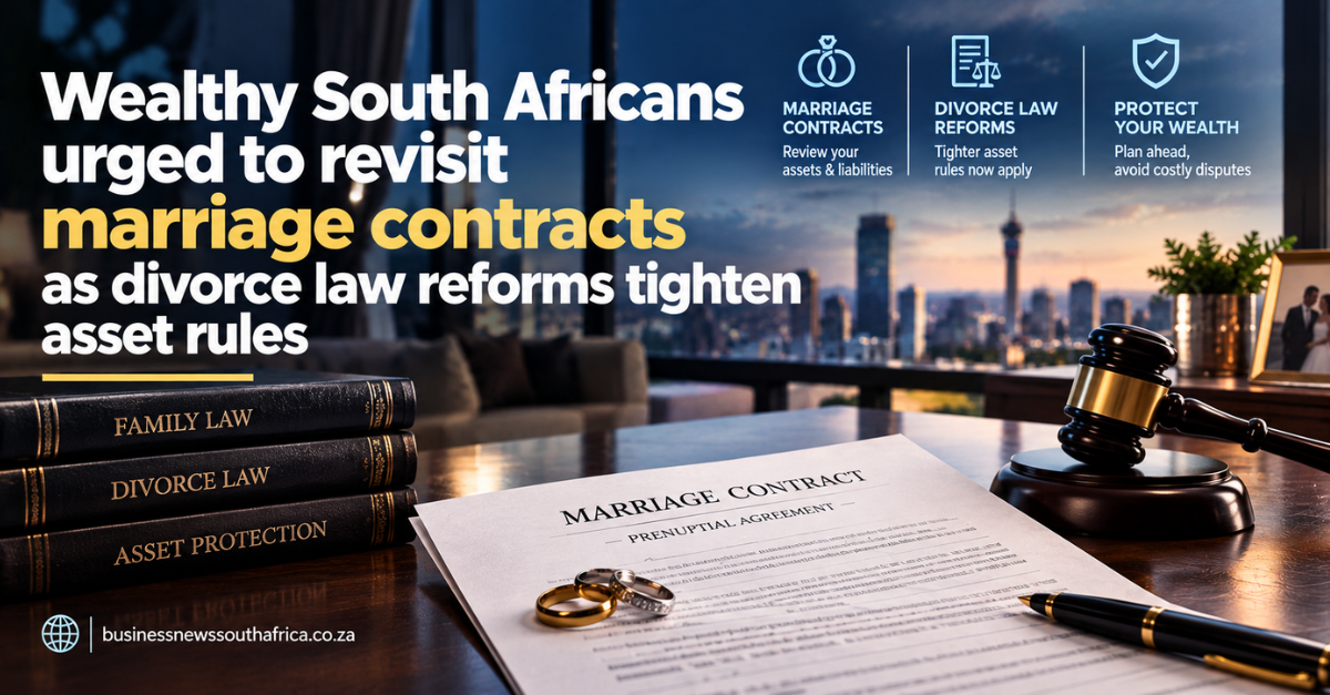 Wealthy South Africans urged to revisit marriage contracts as divorce law reforms tighten asset rules