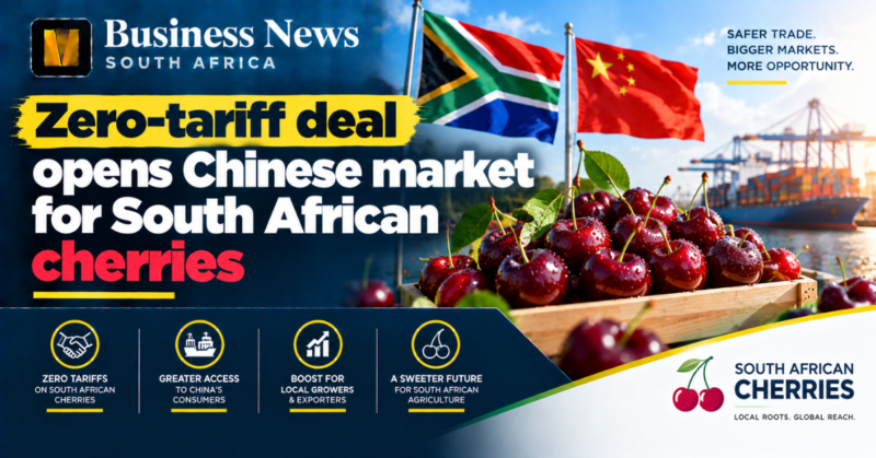 Zero-tariff deal opens Chinese market for South African cherries