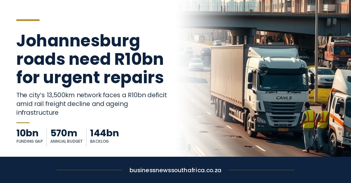 Johannesburg’s roads agency needs R10bn now, and gets R570m a year