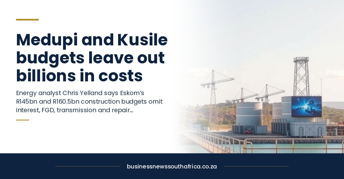 Medupi and Kusile budgets leave out billions in costs, energy analyst argues
