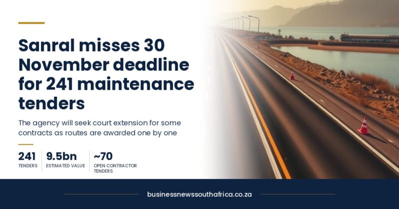 Sanral will miss its 30 November deadline to replace the scrapped R9.5bn road maintenance panel
