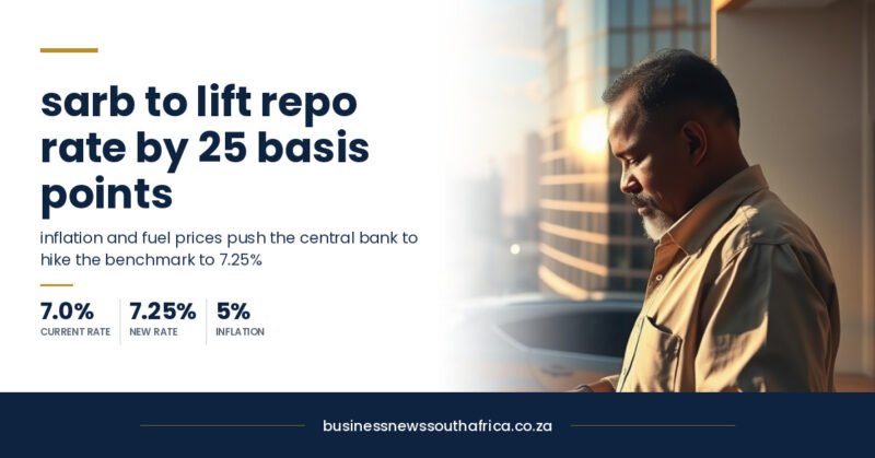 SARB likely to raise repo rate by 25 basis points on 23 September