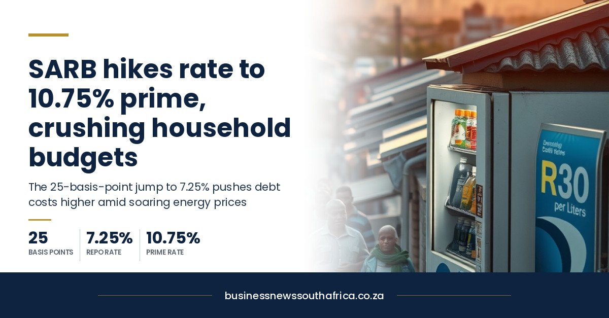 SARB rate hike adds to household cost pressures in South Africa