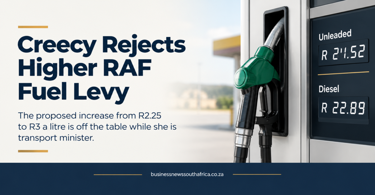 Creecy rules out RAF levy rise to R3 a litre